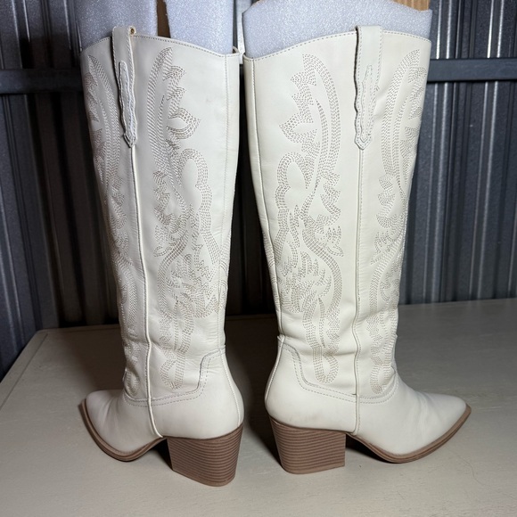 Crown Vintage Women's 8.5 White Leather Western Embroidered Cowboy Boots in Box - Picture 8 of 12